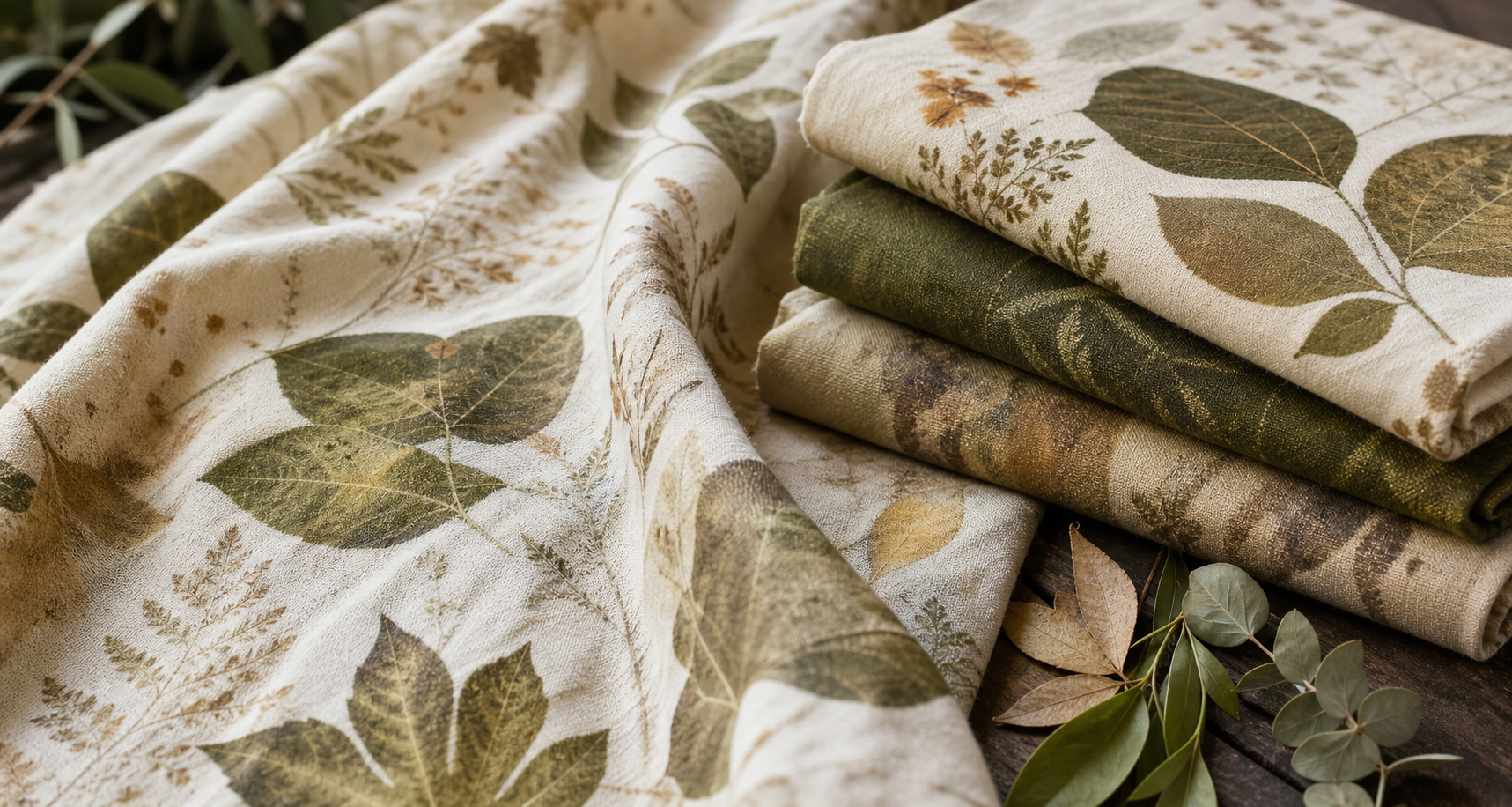 Kain ecoprint Ageman dengan motif daun alami