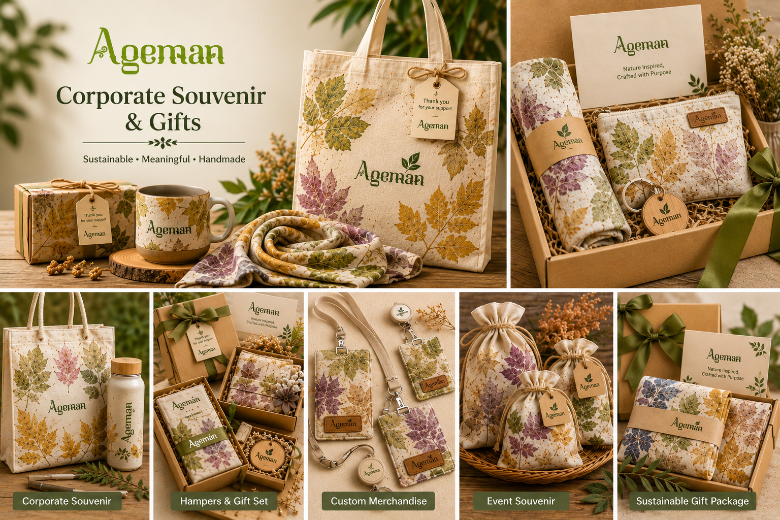 Ageman Corporate Souvenir and Gifts ecoprint hampers, tote bag, pouch, dan merchandise